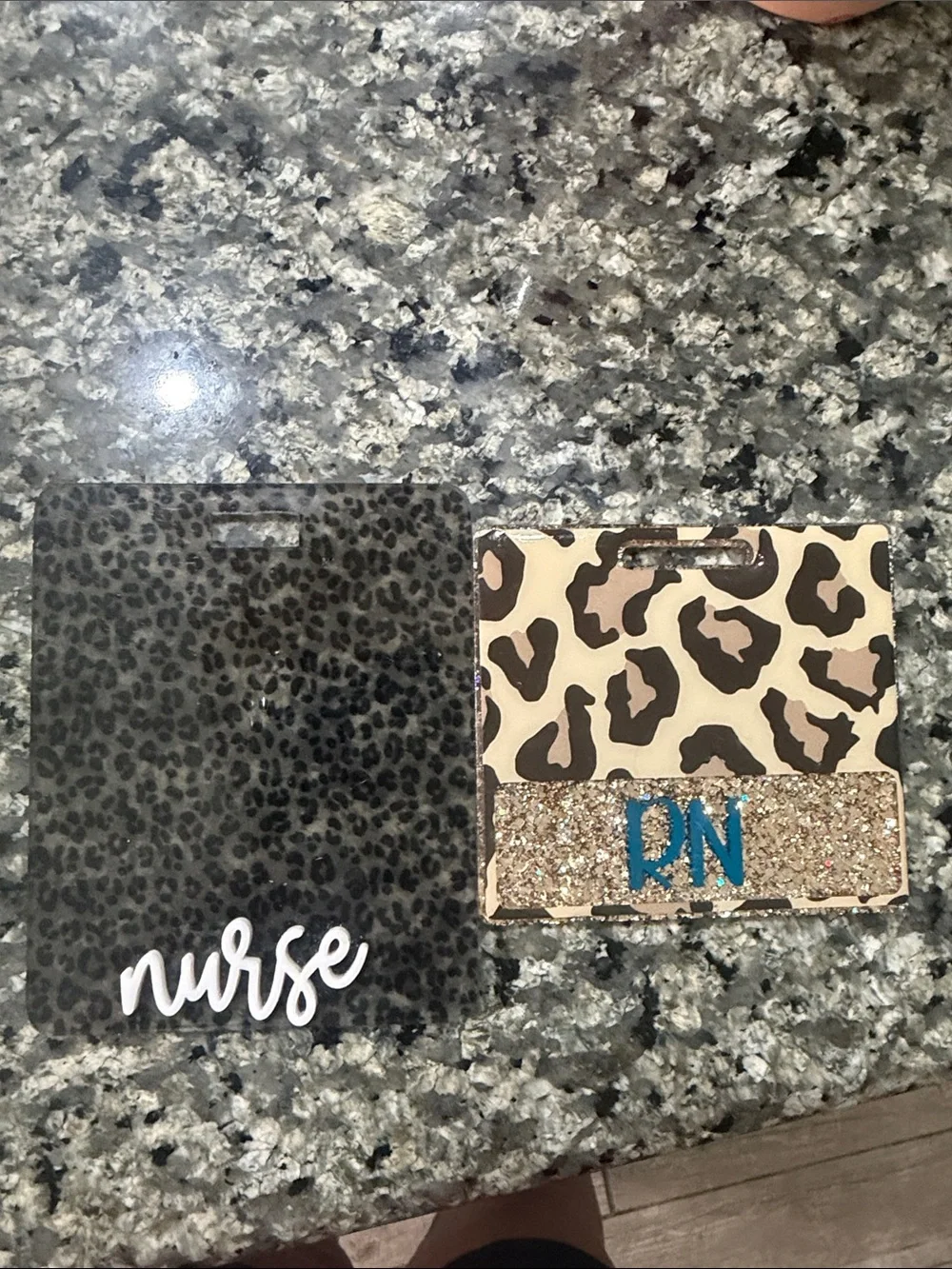 Leopard Print Nurse Badge Holder - Beige and Black